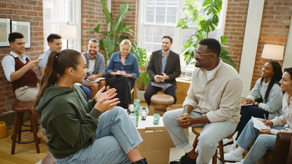 A coaching circle supporting one person through the rumble