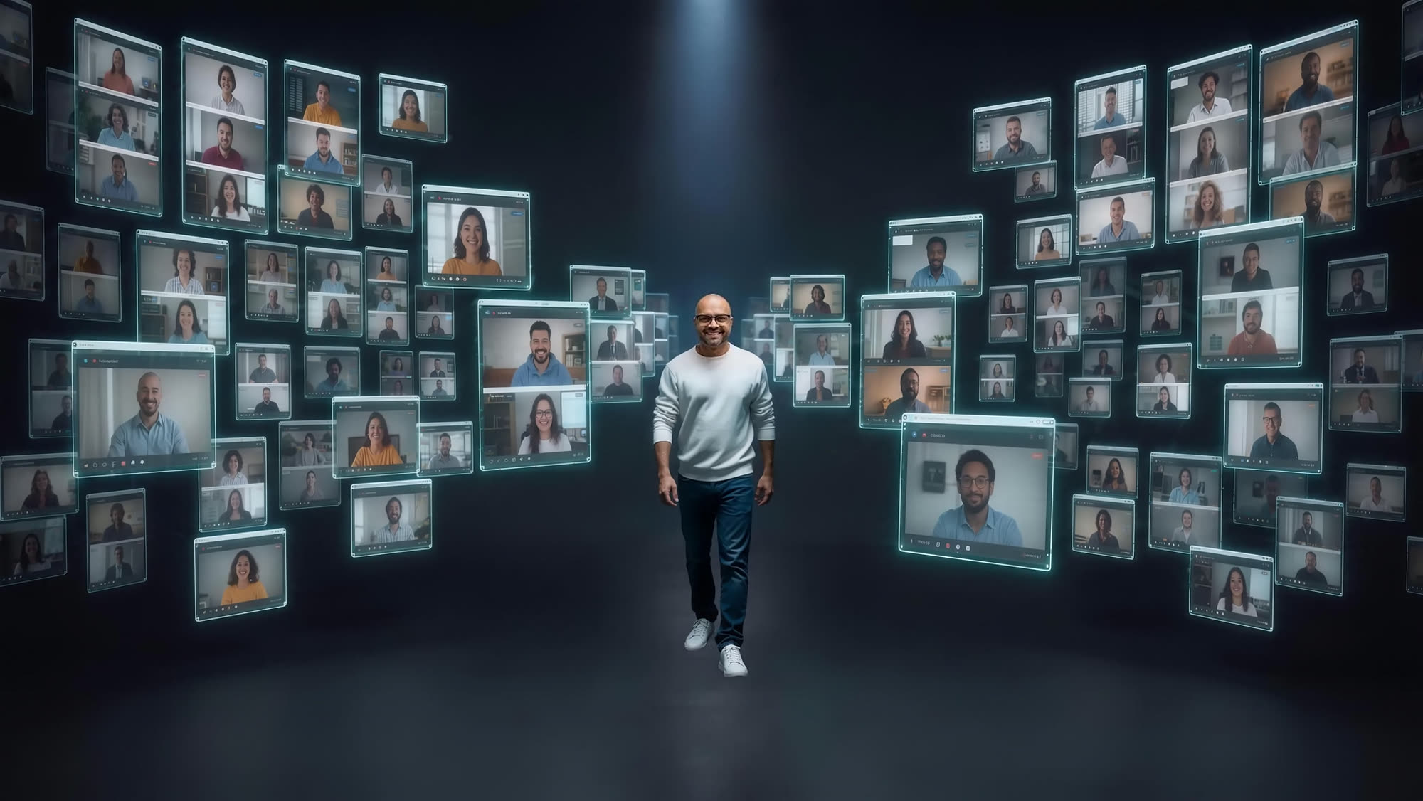 Sheldon Rodrigues surrounded by the community